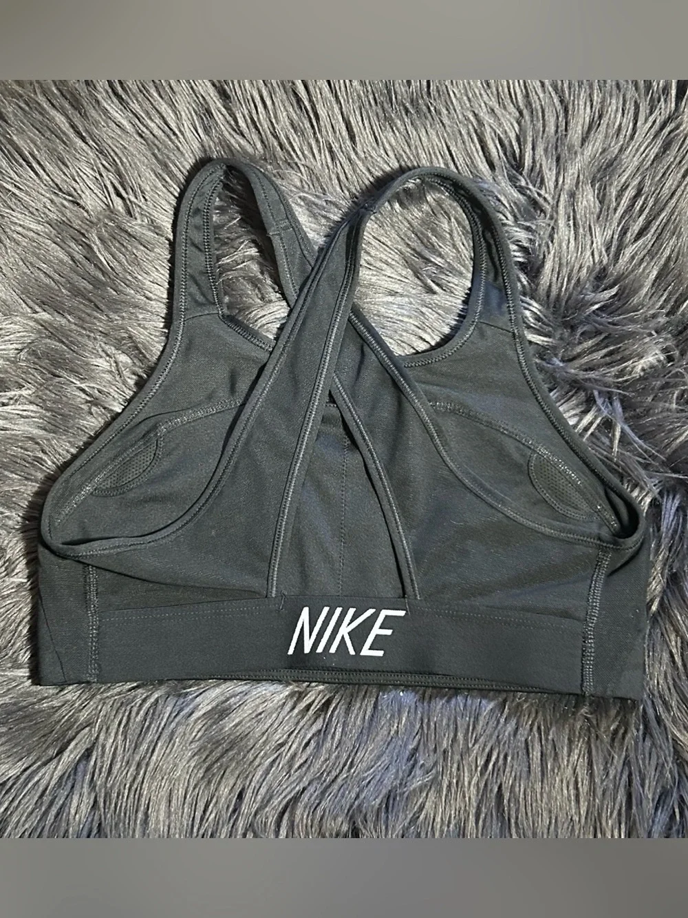 Nike Classic Swoosh Modern Women's Medium Support Sports Bra Black DRI-FIT SzM